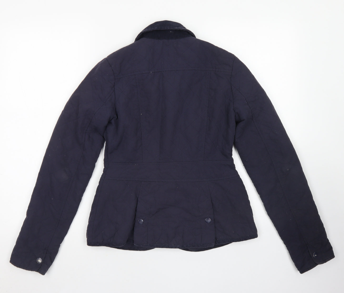 New Look Womens Blue Argyle/Diamond  Pea Coat Jacket Size 6  Snap