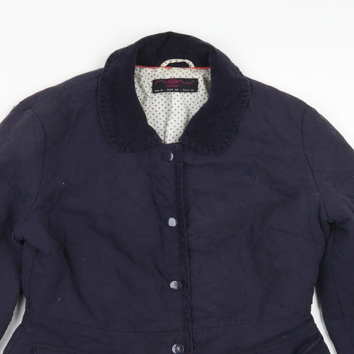 New Look Womens Blue Argyle/Diamond  Pea Coat Jacket Size 6  Snap