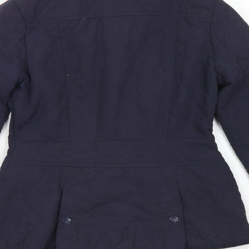 New Look Womens Blue Argyle/Diamond  Pea Coat Jacket Size 6  Snap