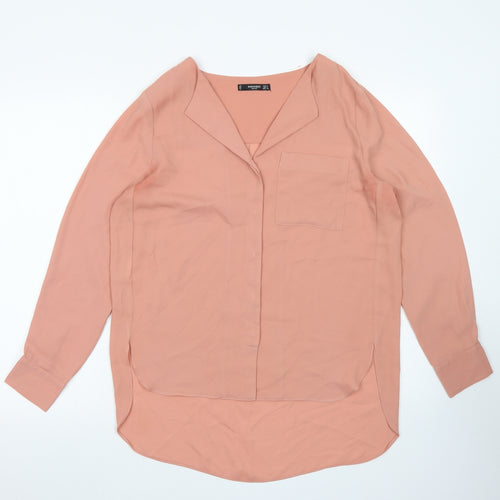 Mango Womens Pink  Polyester Basic Blouse Size S Round Neck