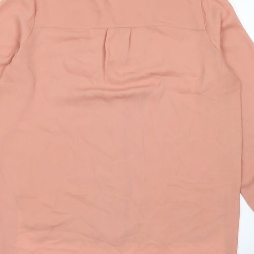 Mango Womens Pink  Polyester Basic Blouse Size S Round Neck