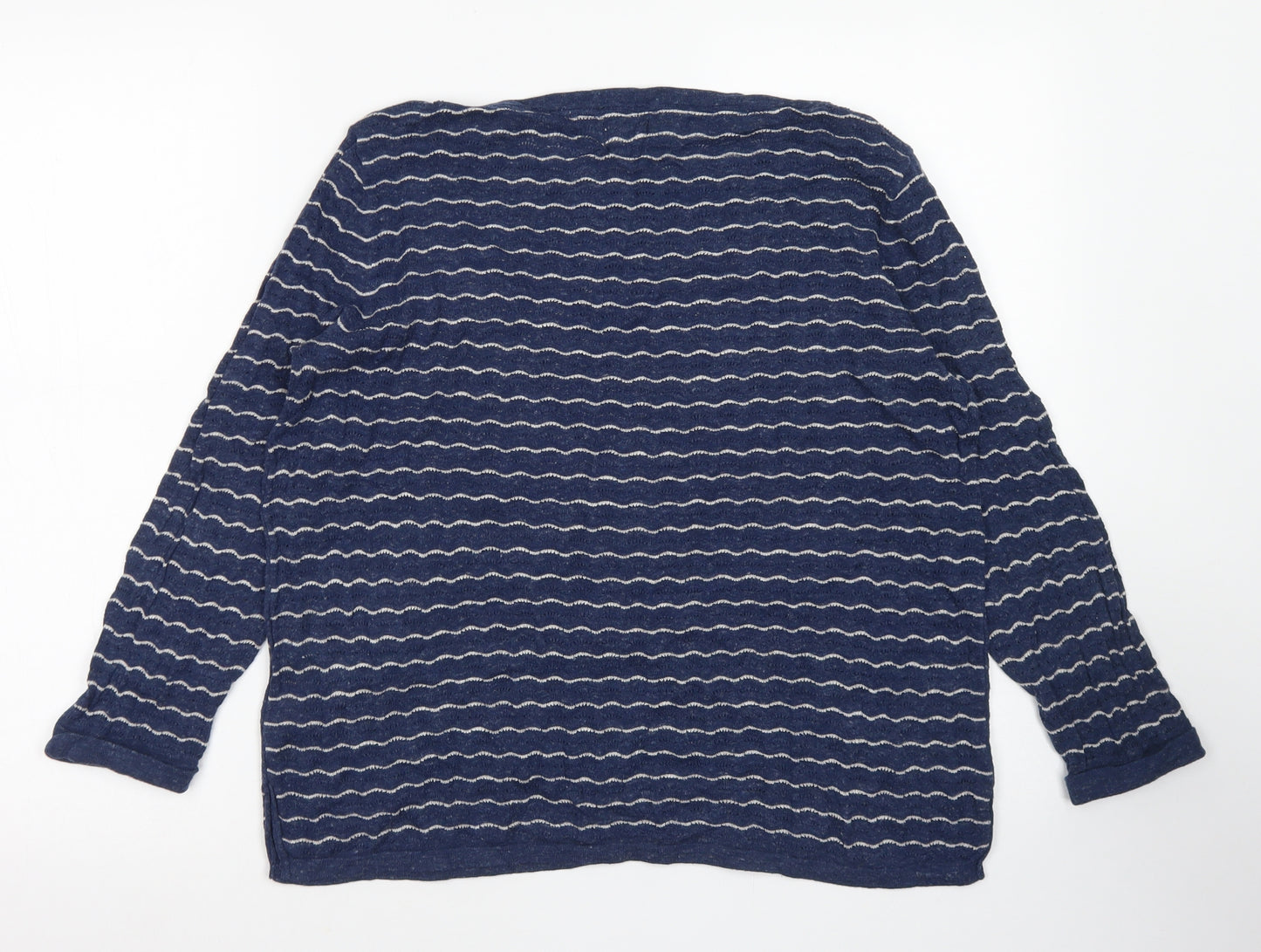 Fat Face Womens Black Striped Cotton Basic T-Shirt Size 10 Boat Neck