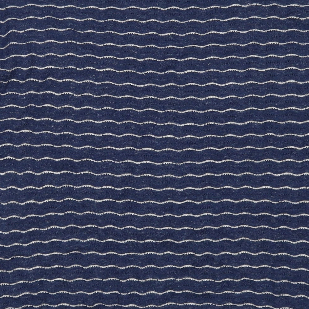 Fat Face Womens Black Striped Cotton Basic T-Shirt Size 10 Boat Neck