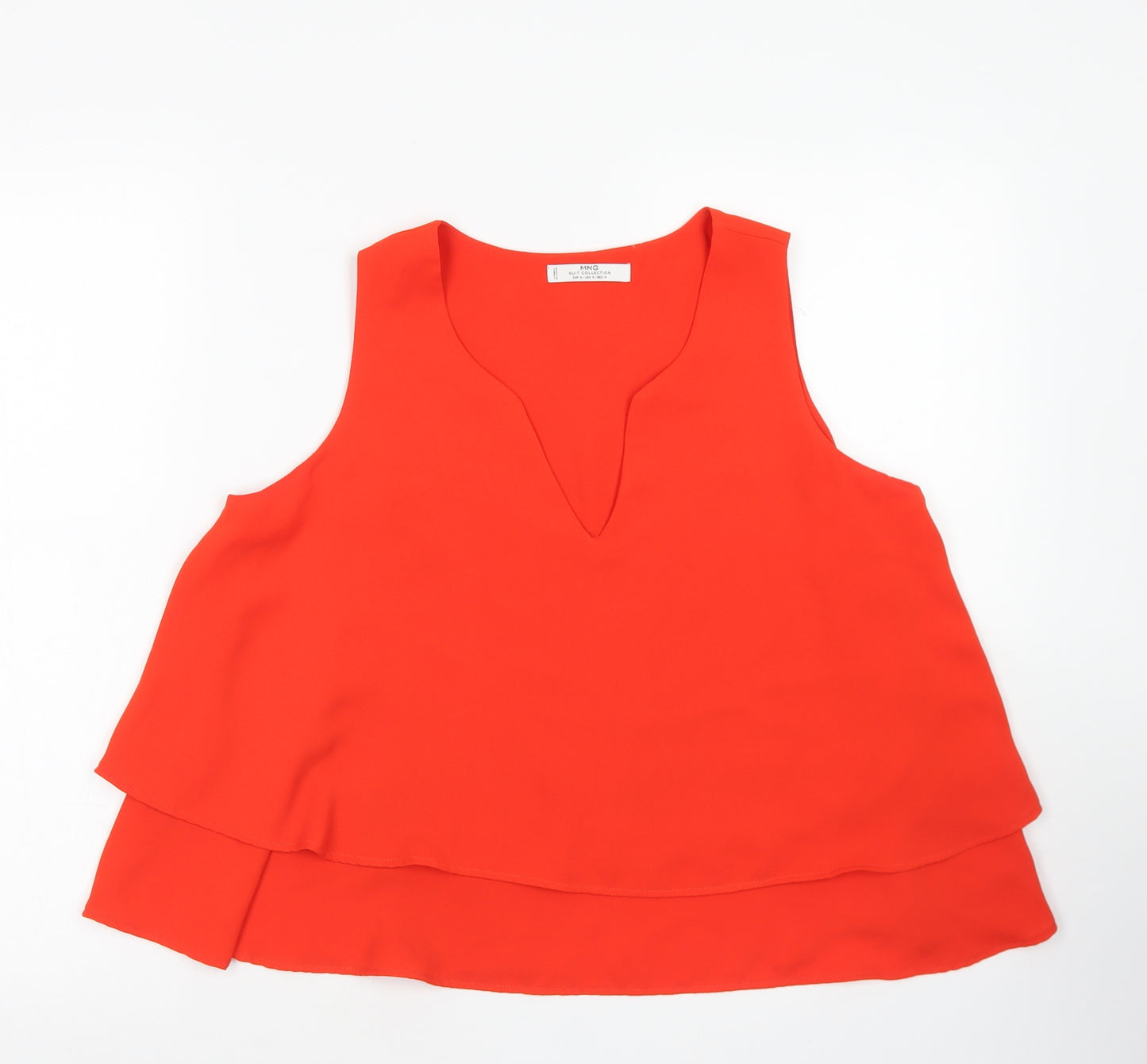 MNG Womens Orange  Polyester Basic Blouse Size M V-Neck
