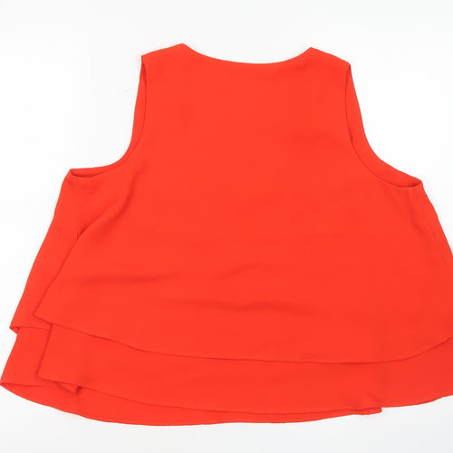 MNG Womens Orange  Polyester Basic Blouse Size M V-Neck