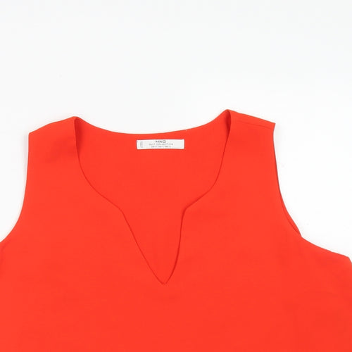 MNG Womens Orange  Polyester Basic Blouse Size M V-Neck