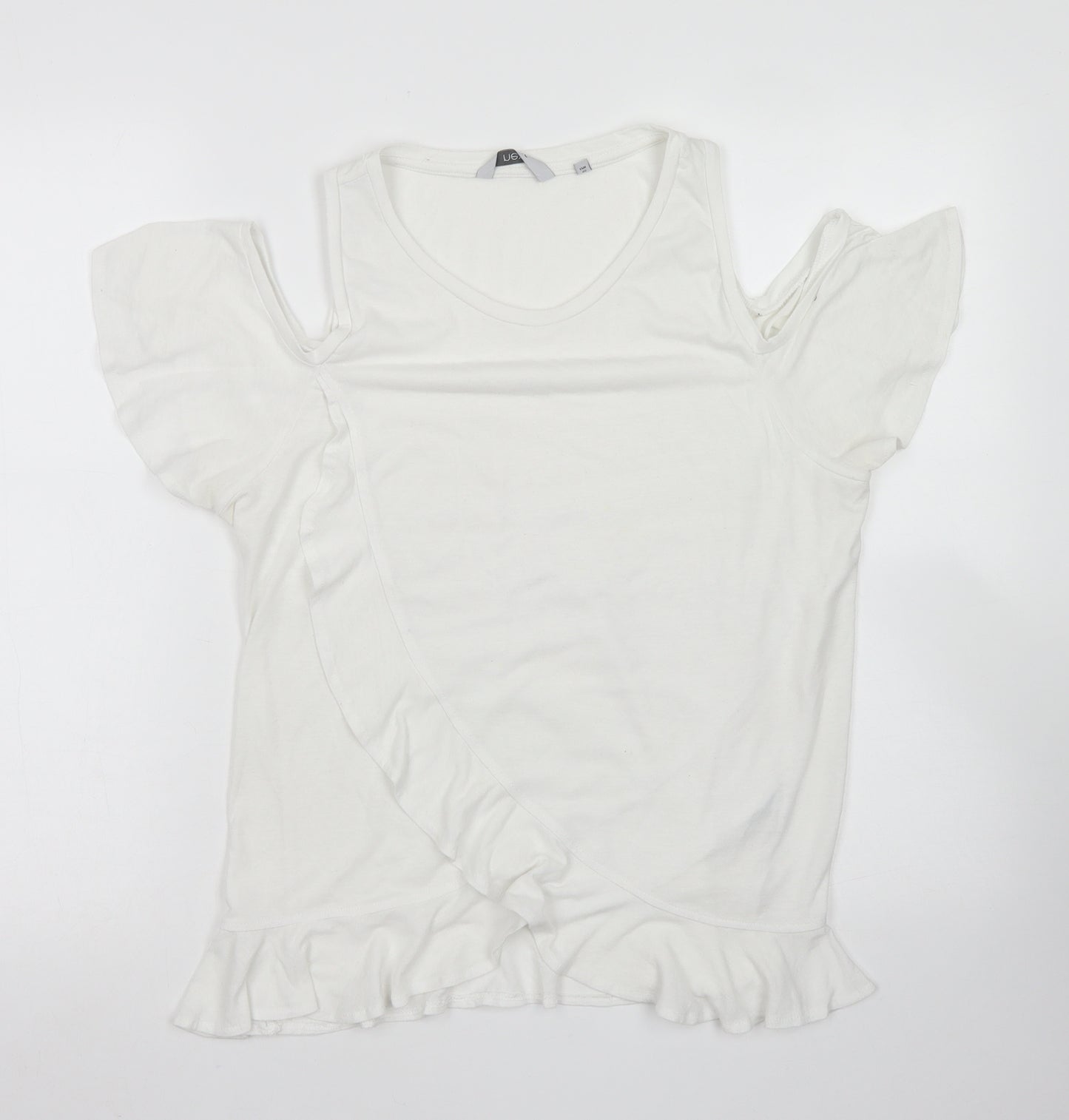 NEXT Womens White  Polyester Basic T-Shirt Size 12 Round Neck