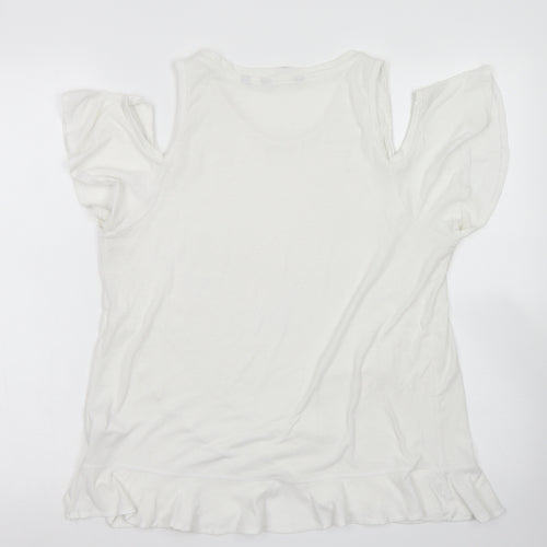 NEXT Womens White  Polyester Basic T-Shirt Size 12 Round Neck