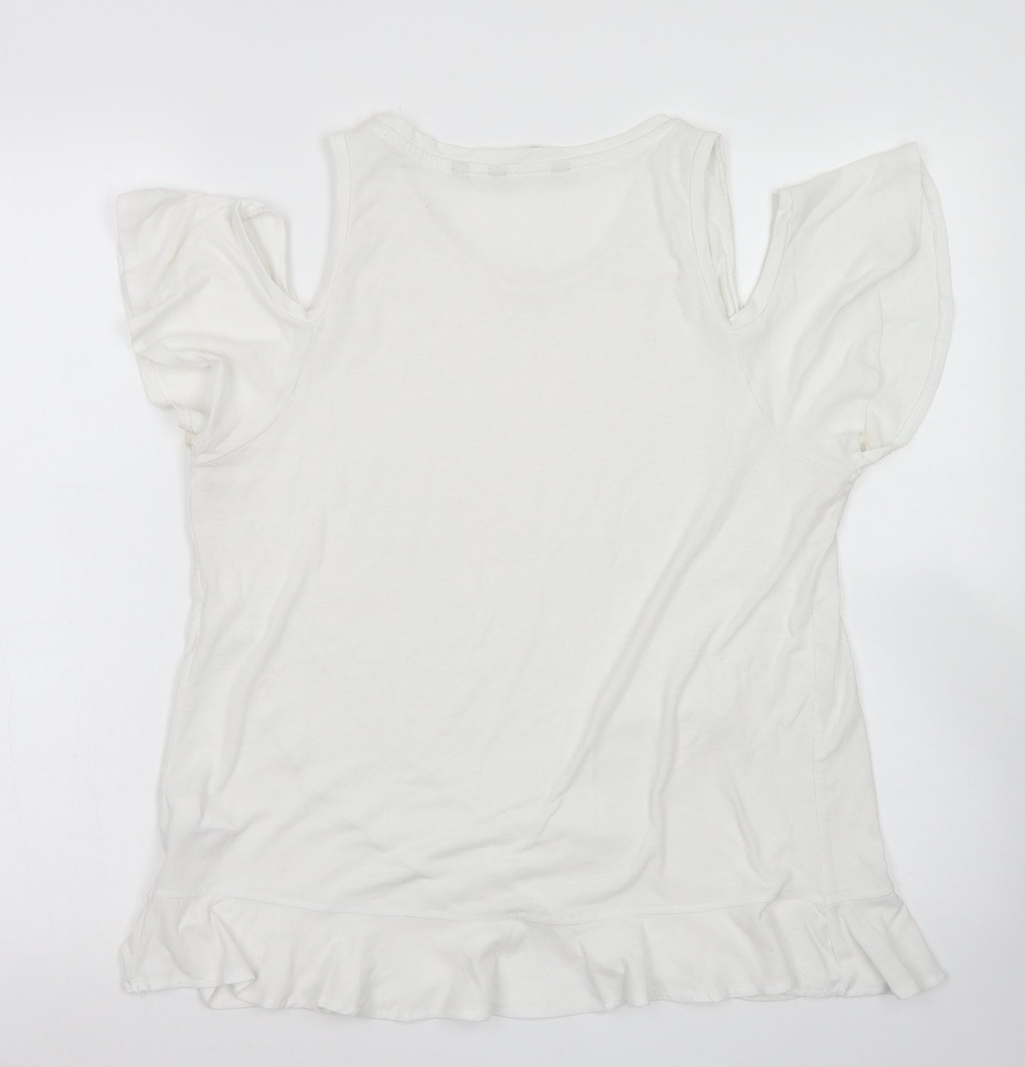 NEXT Womens White  Polyester Basic T-Shirt Size 12 Round Neck