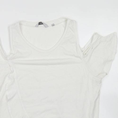 NEXT Womens White  Polyester Basic T-Shirt Size 12 Round Neck