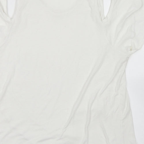 NEXT Womens White  Polyester Basic T-Shirt Size 12 Round Neck