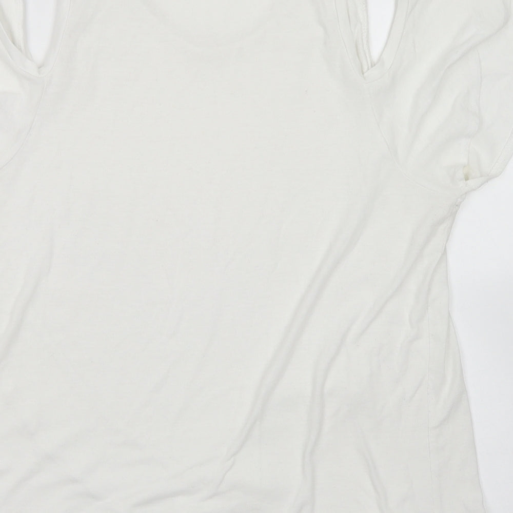 NEXT Womens White  Polyester Basic T-Shirt Size 12 Round Neck
