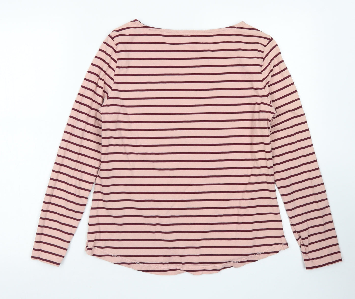 George Womens Pink Striped Cotton Basic T-Shirt Size 12 Round Neck