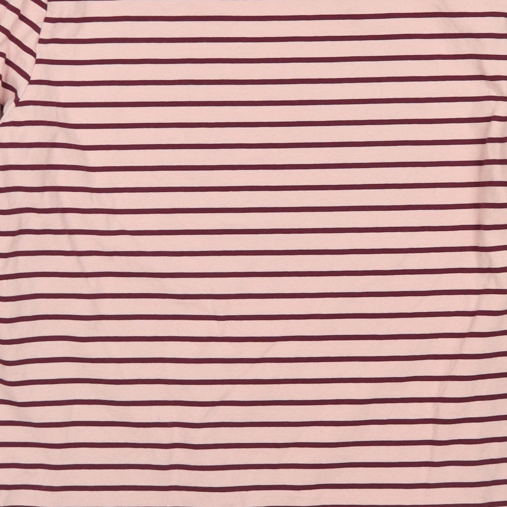 George Womens Pink Striped Cotton Basic T-Shirt Size 12 Round Neck
