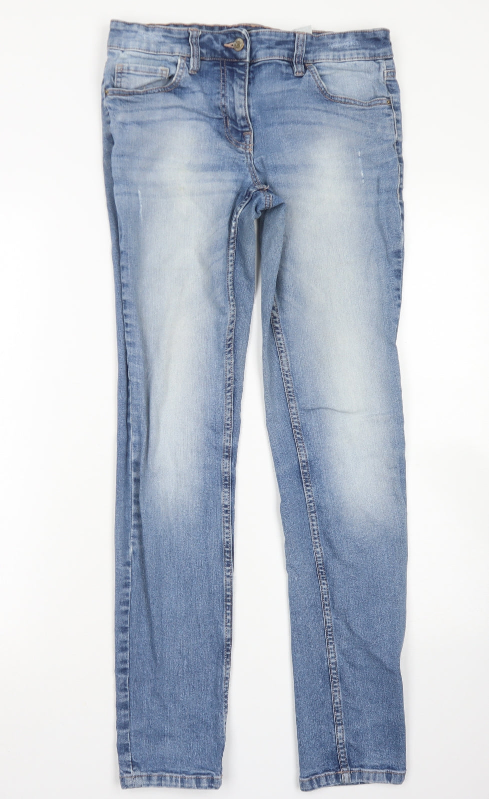NEXT Womens Blue  Cotton Skinny Jeans Size 12 L29 in Regular Button
