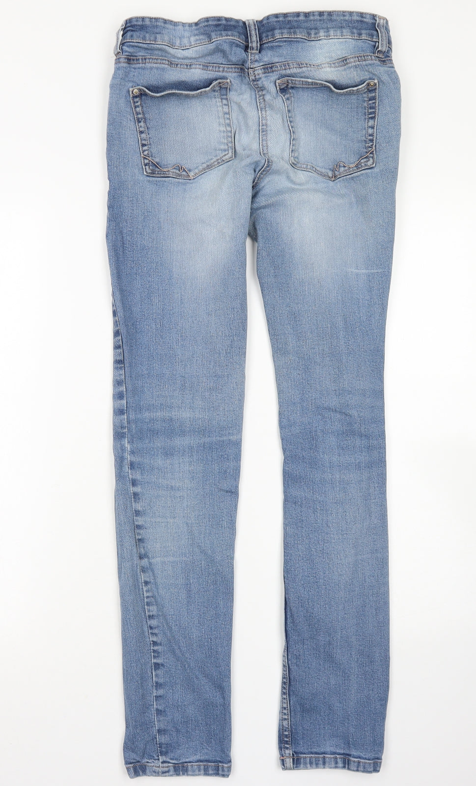 NEXT Womens Blue  Cotton Skinny Jeans Size 12 L29 in Regular Button