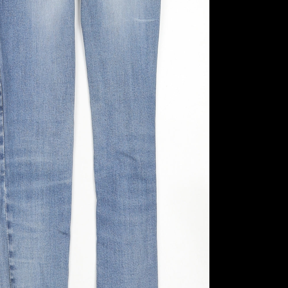 NEXT Womens Blue  Cotton Skinny Jeans Size 12 L29 in Regular Button