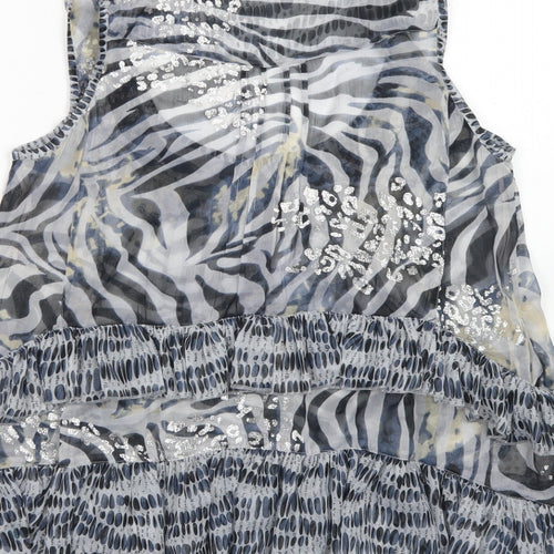 Red Herring Womens Blue Animal Print Polyester Basic Blouse Size 10 Round Neck