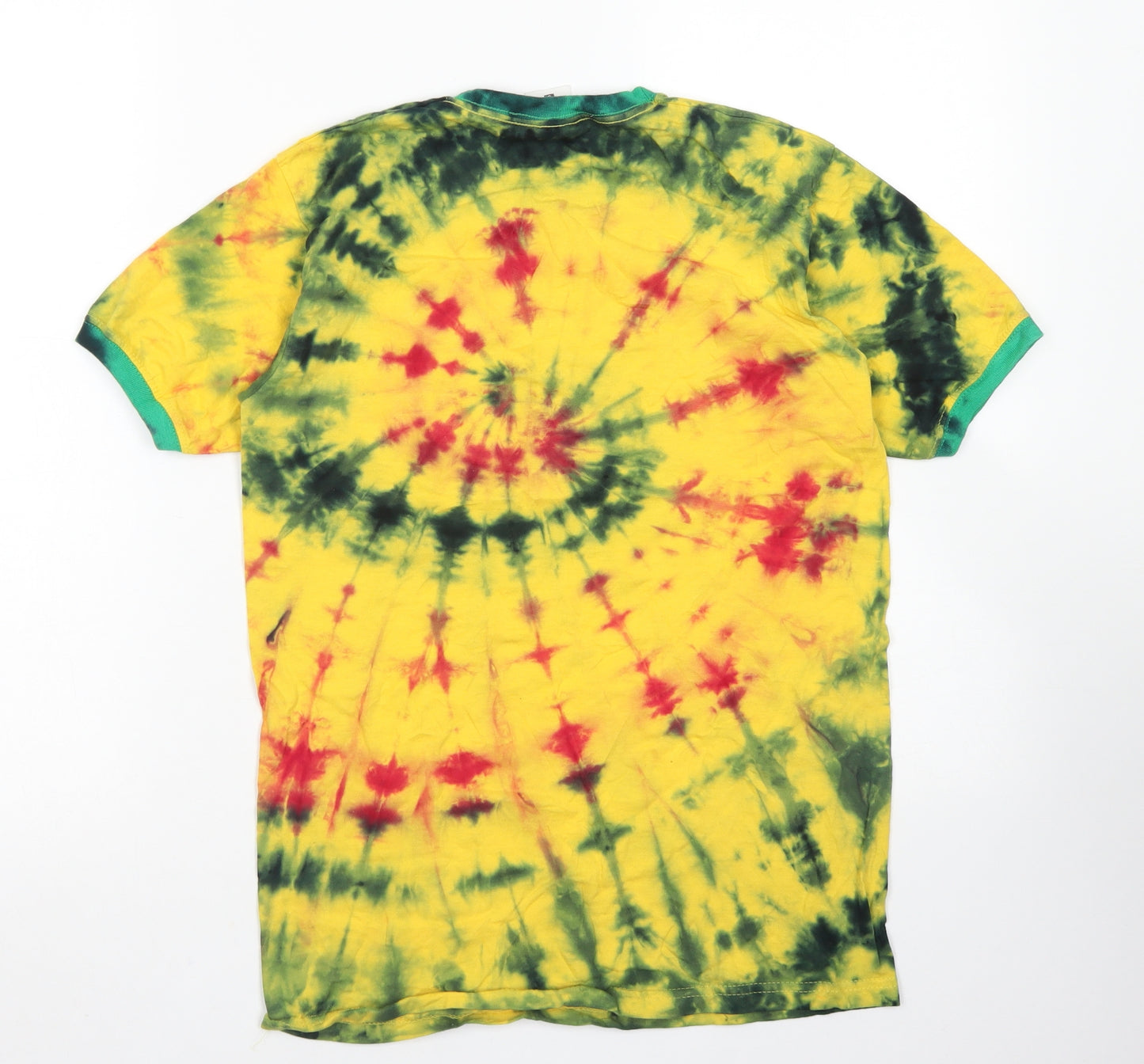 Fruit of the Loom Mens Yellow  Cotton  T-Shirt Size S Crew Neck  - Tie Dye
