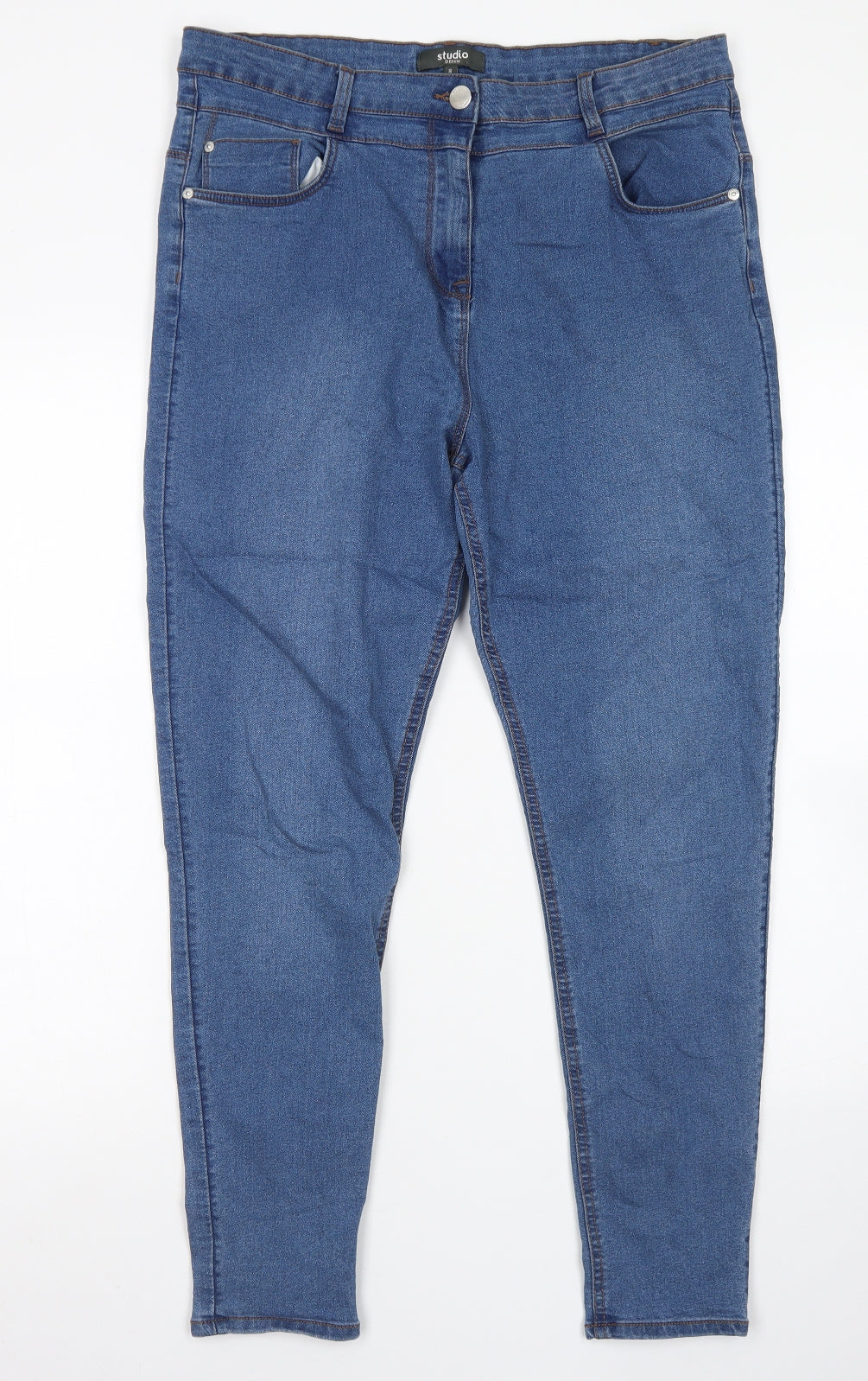 Studio Womens Blue  Cotton Skinny Jeans Size 16 L29 in Regular Button