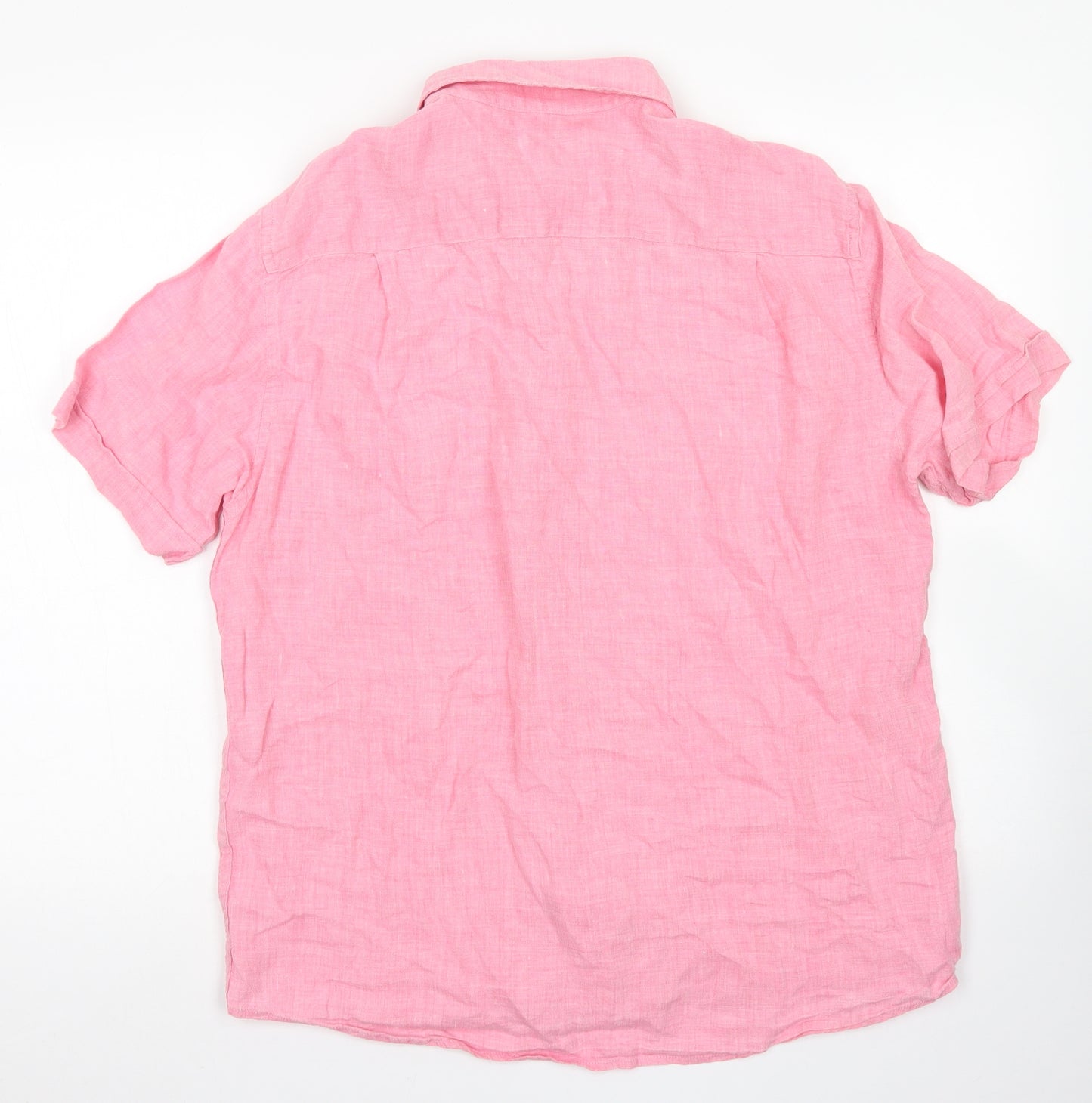 Blue Harbour Mens Pink  Linen  Button-Up Size M Collared Button