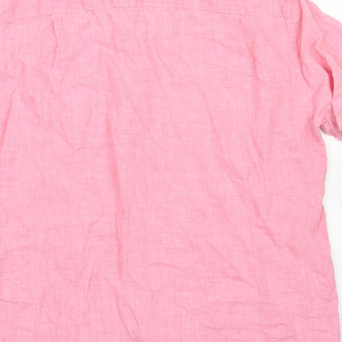 Blue Harbour Mens Pink  Linen  Button-Up Size M Collared Button