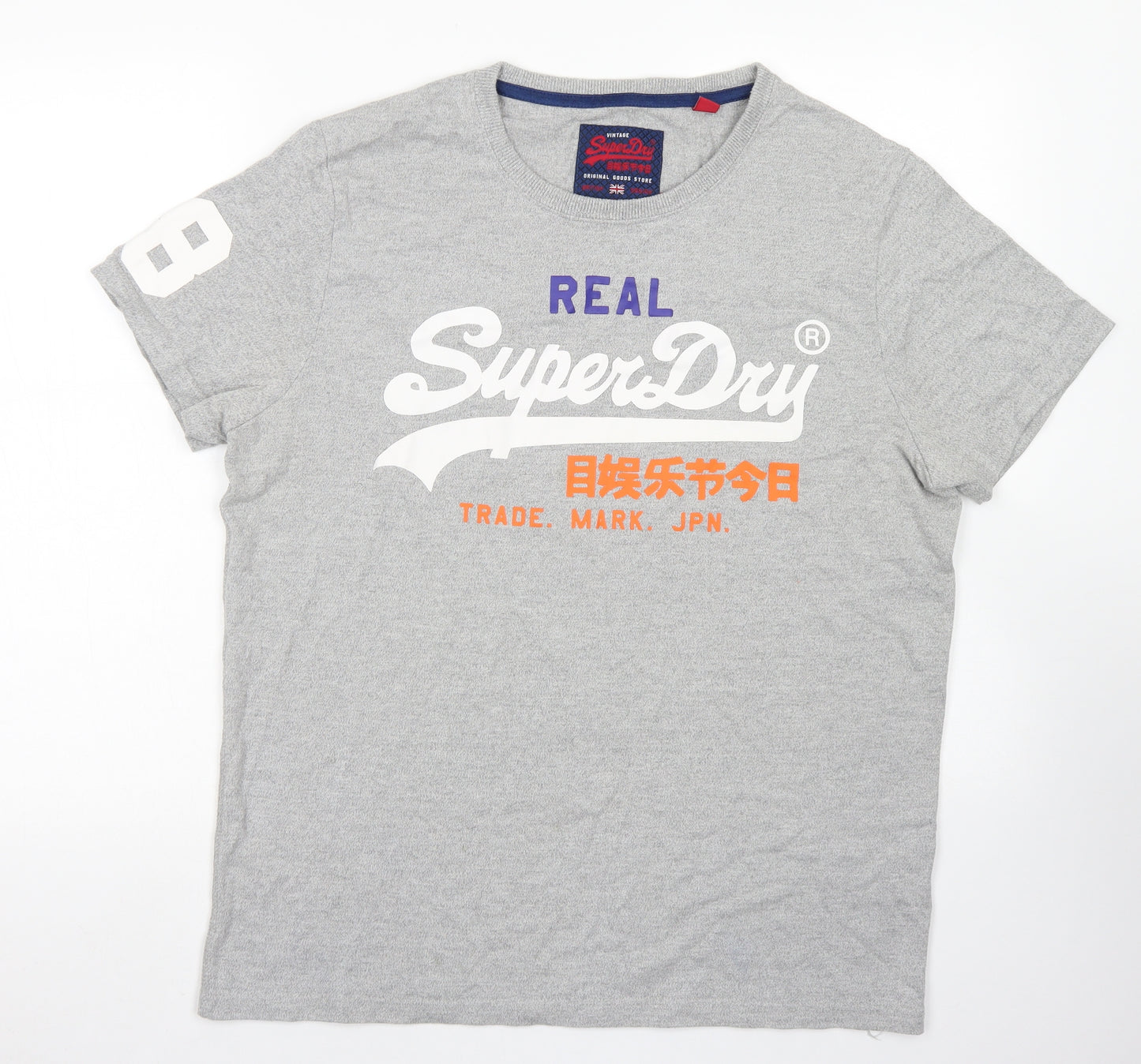 Superdry Mens Grey  Cotton  T-Shirt Size 2XL Crew Neck