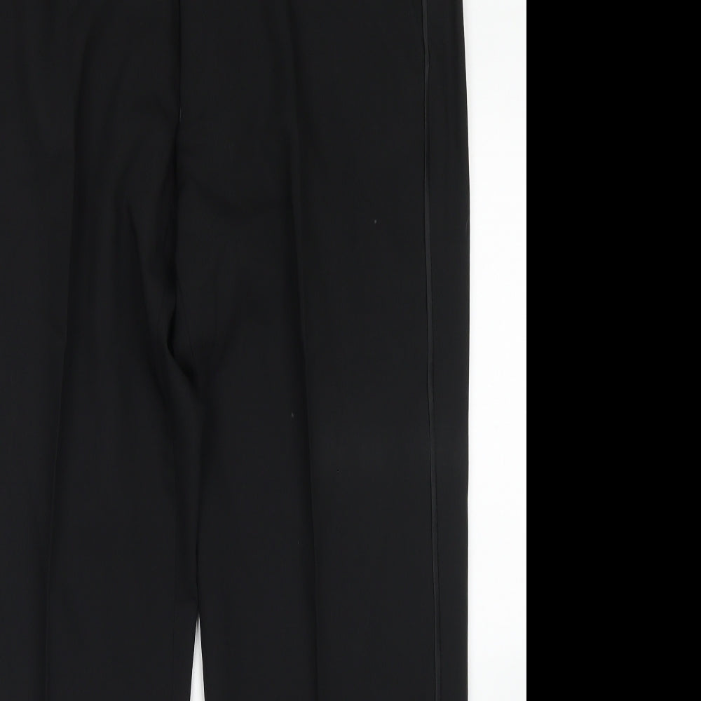 M&S Collection Mens Black  Polyester Dress Pants Trousers Size 36 in L29 in Regular Hook & Eye