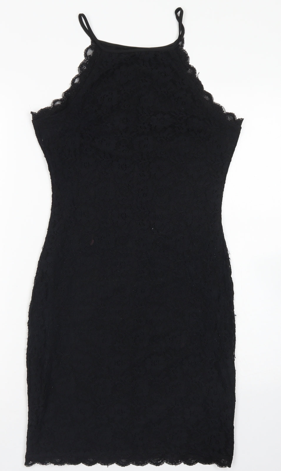 New Look Womens Black  Nylon Bodycon  Size 8  Round Neck
