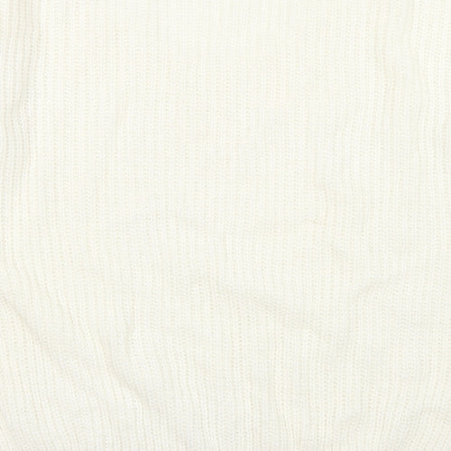 Boohoo Womens White V-Neck  Acrylic Pullover Jumper Size S