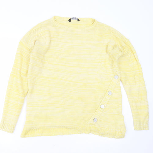 Peacocks Womens Yellow Round Neck  Acrylic Pullover Jumper Size L