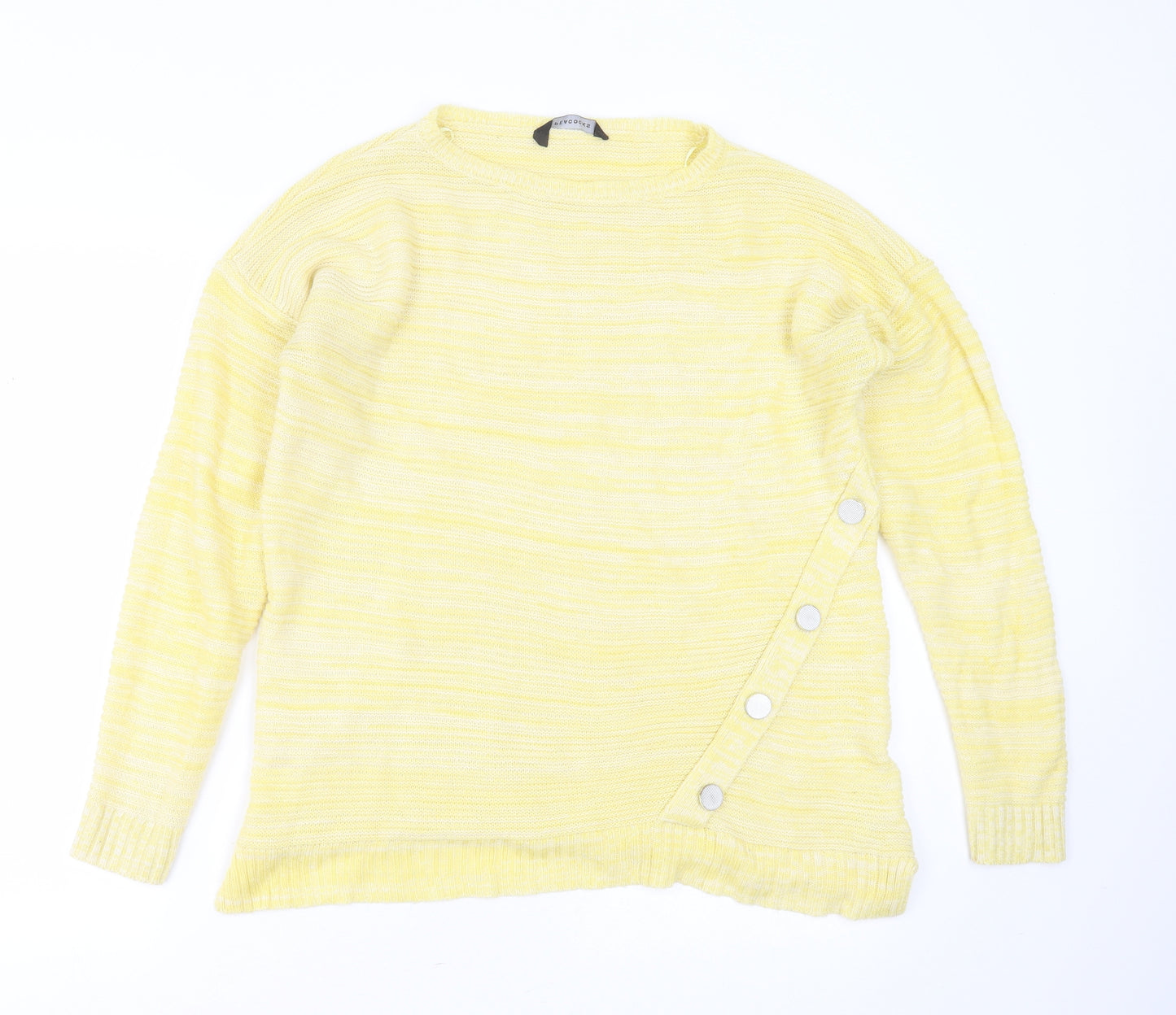 Peacocks Womens Yellow Round Neck  Acrylic Pullover Jumper Size L