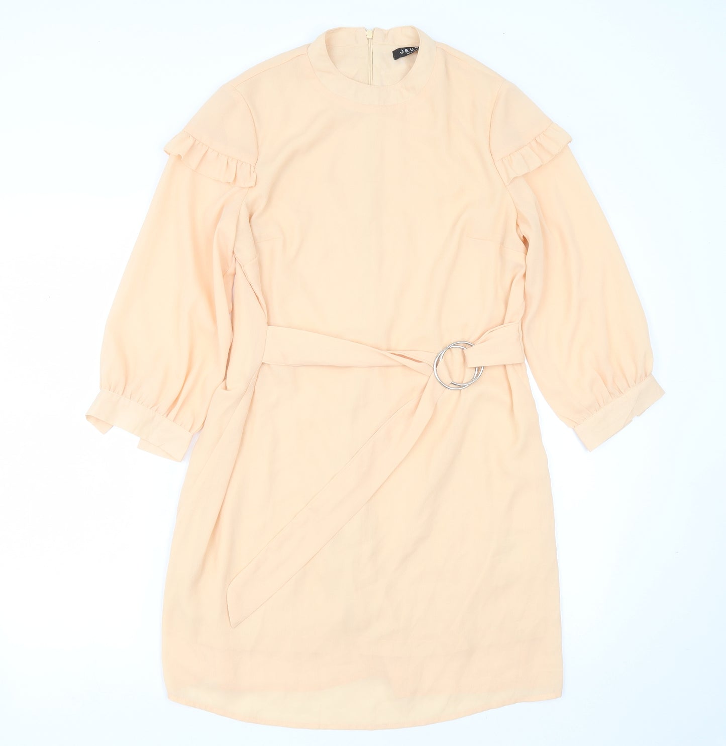 JEUVRE Womens Orange  Polyester Shift  Size 8  Round Neck