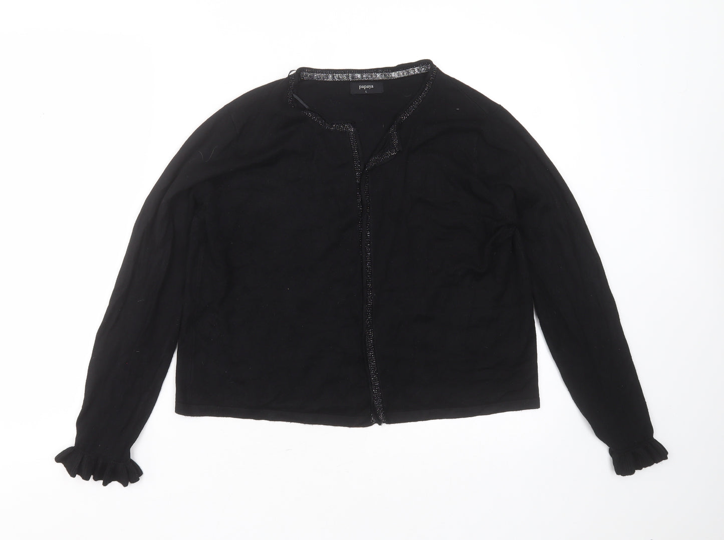 Papaya Womens Black V-Neck  Viscose Cardigan Jumper Size L