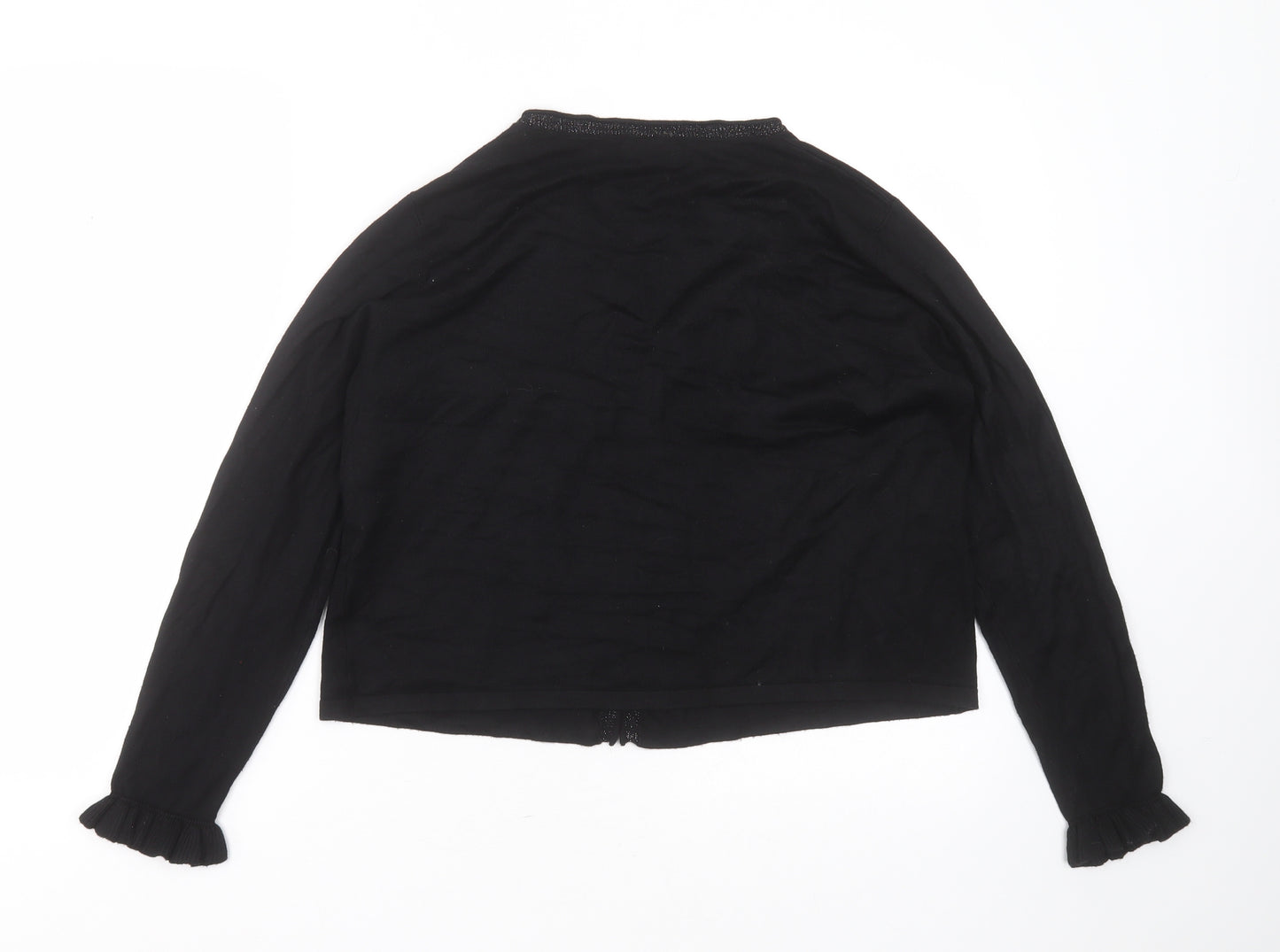 Papaya Womens Black V-Neck  Viscose Cardigan Jumper Size L