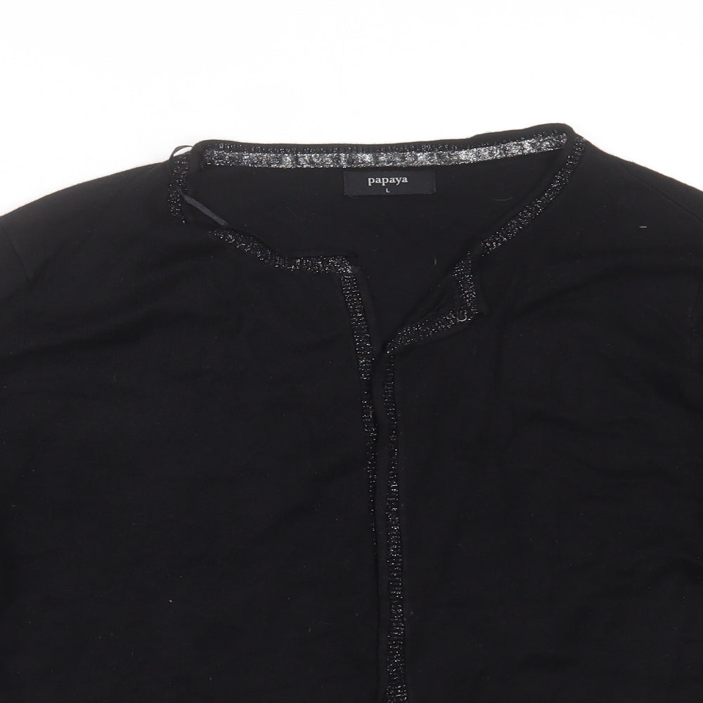 Papaya Womens Black V-Neck  Viscose Cardigan Jumper Size L