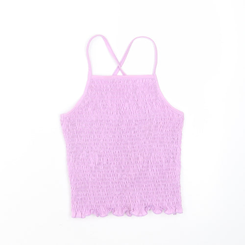 Candy Girls Purple  Polyester Basic T-Shirt Size 10 Years Square Neck