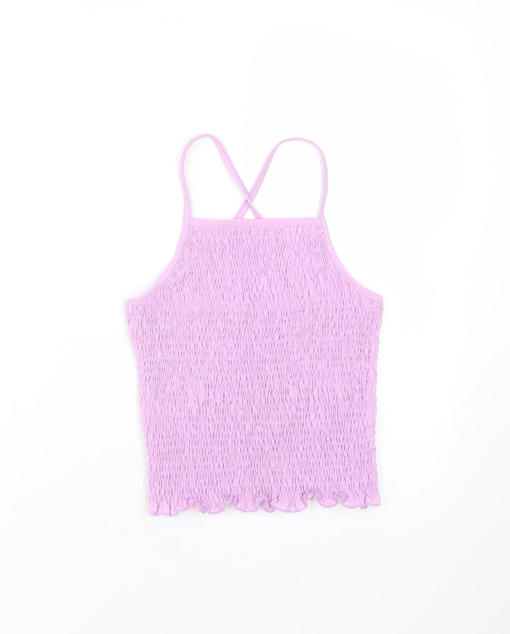 Candy Girls Purple  Polyester Basic T-Shirt Size 10 Years Square Neck
