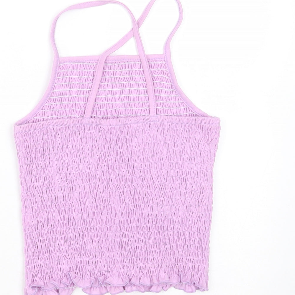 Candy Girls Purple  Polyester Basic T-Shirt Size 10 Years Square Neck
