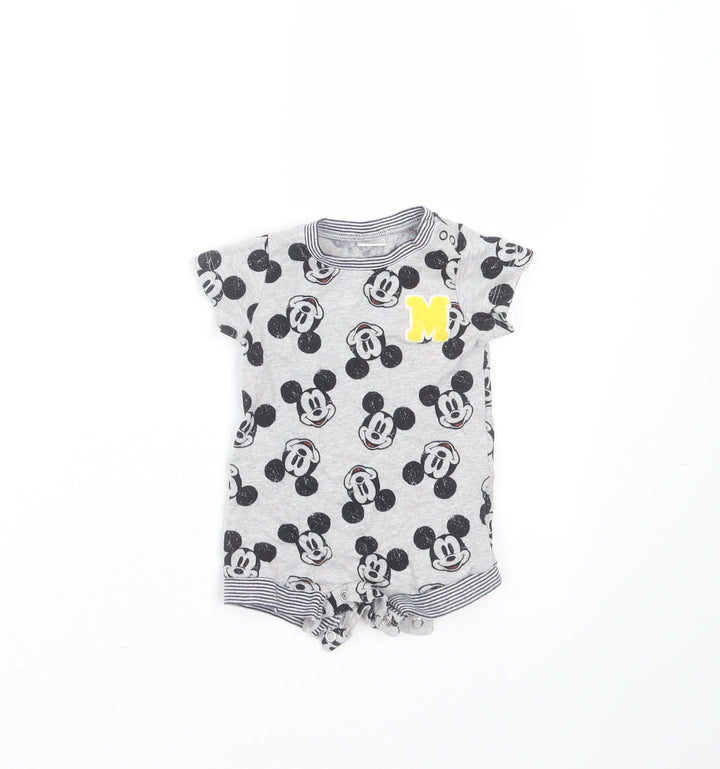 NEXT Baby Grey  Cotton Babygrow One-Piece Size Newborn   - mickey mouse
