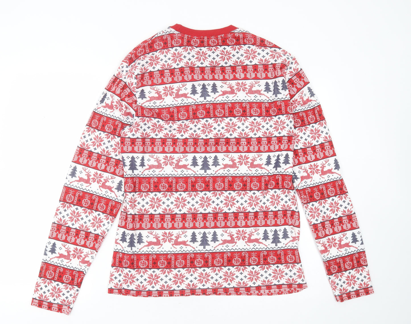 Primark Mens Red Fair Isle Polyester  Pyjama Top Size M   - christmas