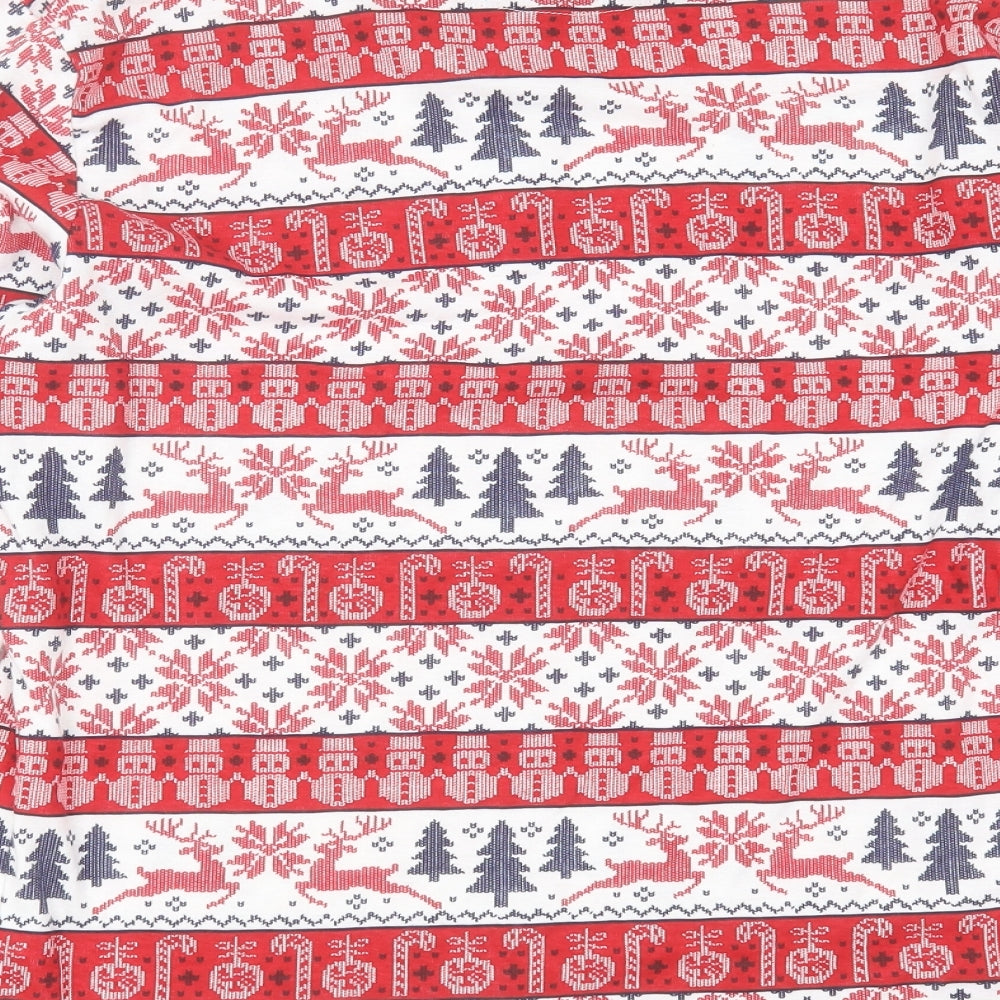 Primark Mens Red Fair Isle Polyester  Pyjama Top Size M   - christmas