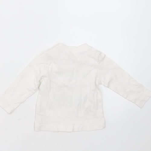 Baby M&Co Baby White  Cotton Basic T-Shirt Size 3-6 Months Round Neck  - Grandad is my superhero