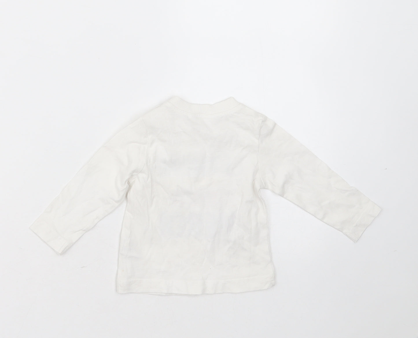 Baby M&Co Baby White  Cotton Basic T-Shirt Size 3-6 Months Round Neck  - Grandad is my superhero