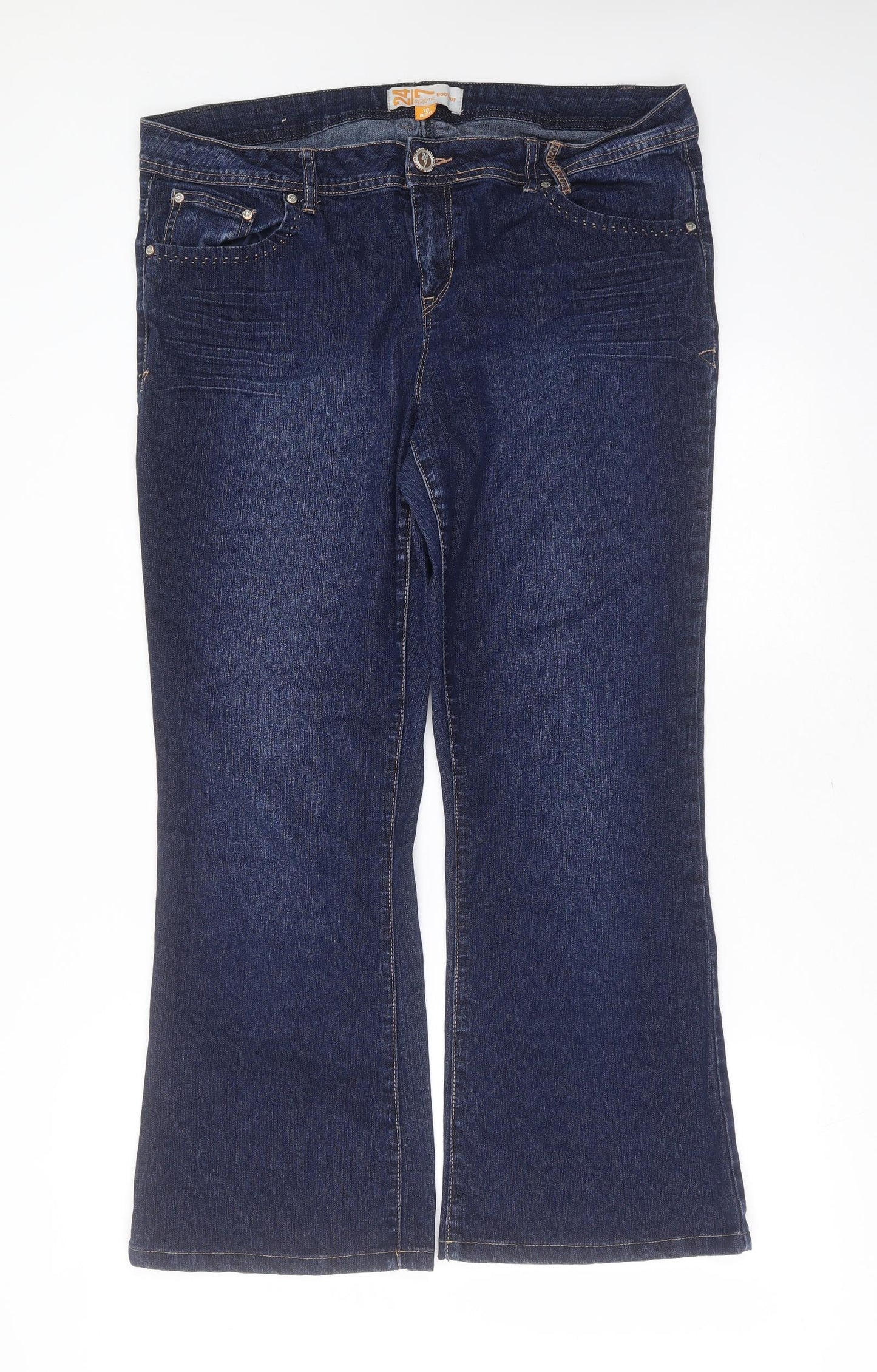 Authentic Denim Womens Blue  Cotton Bootcut Jeans Size 18 L29 in Regular Zip