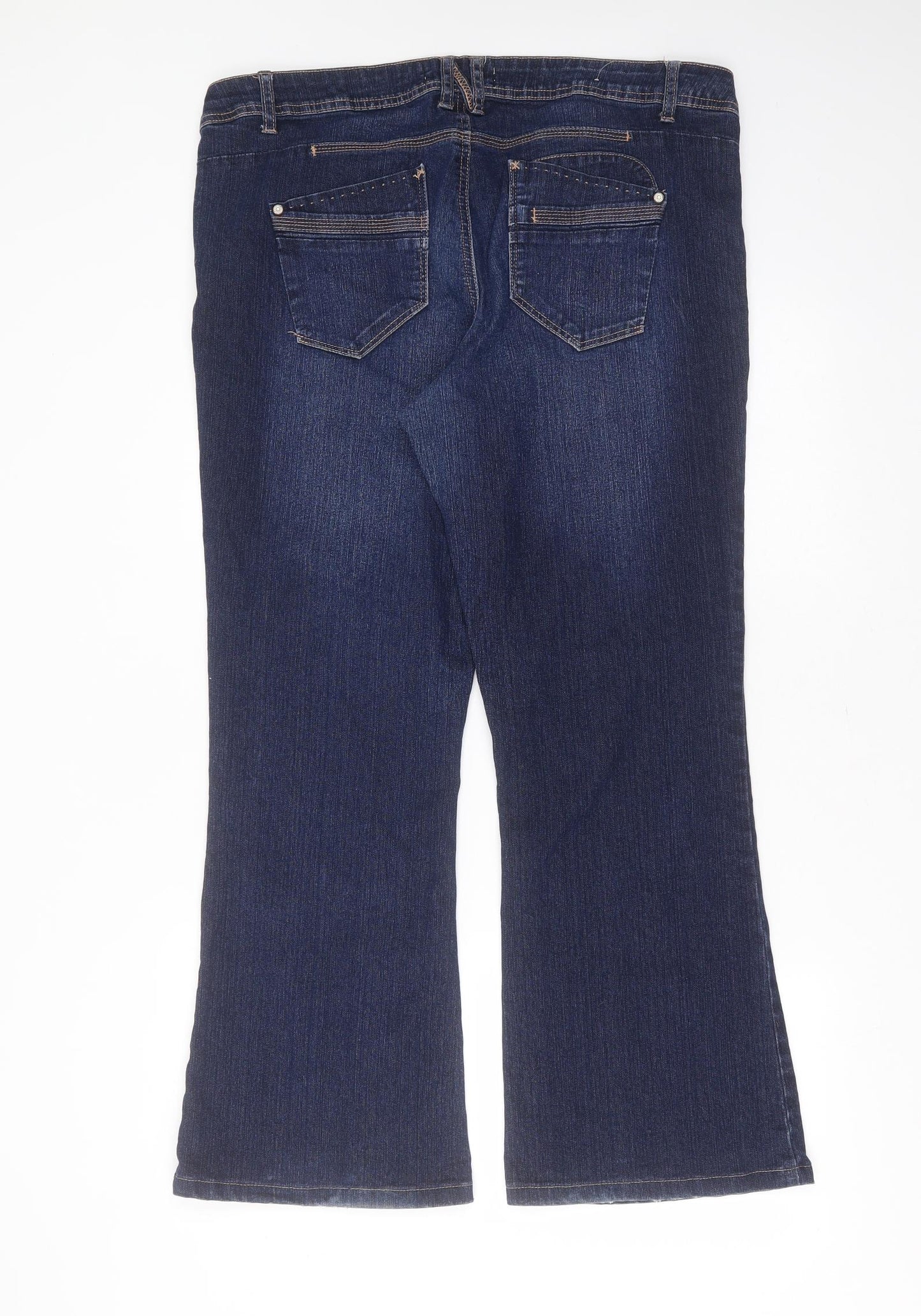 Authentic Denim Womens Blue  Cotton Bootcut Jeans Size 18 L29 in Regular Zip