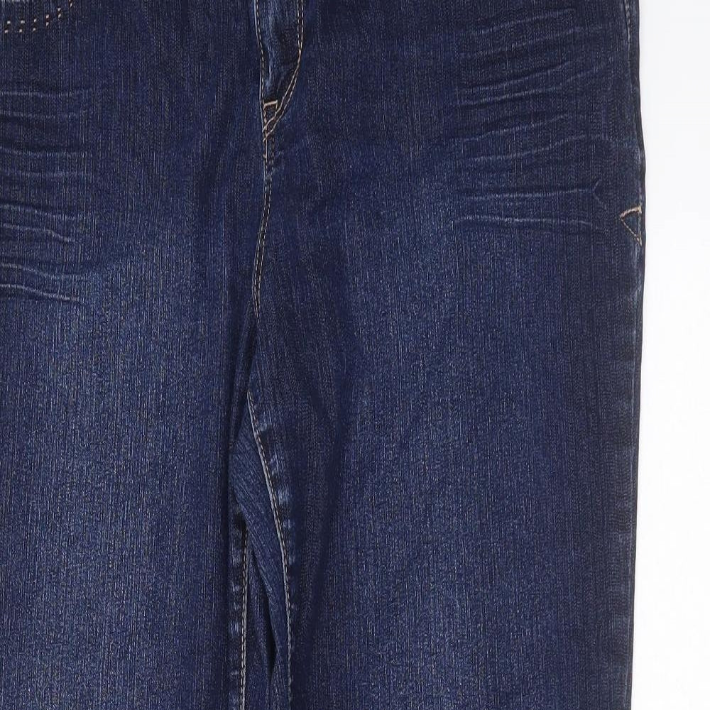 Authentic Denim Womens Blue  Cotton Bootcut Jeans Size 18 L29 in Regular Zip