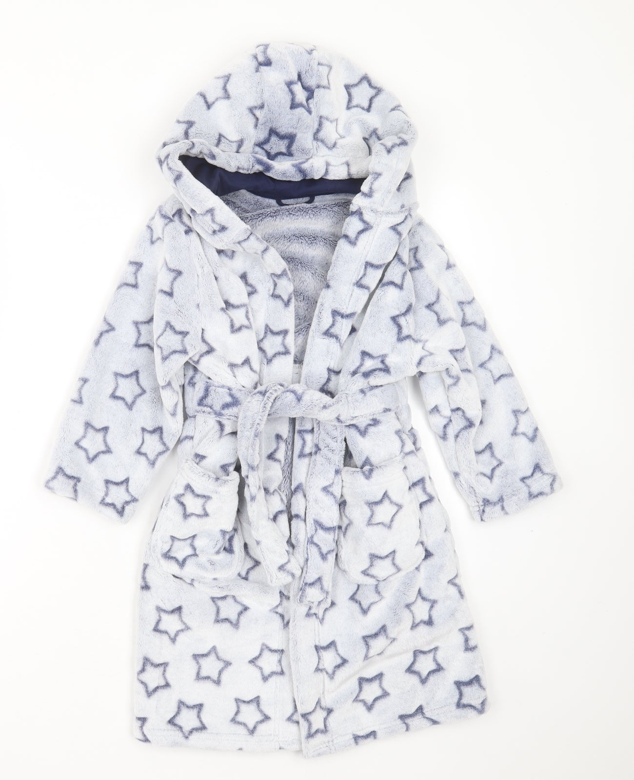 Mothercare Girls Blue Geometric Polyester Top Robe Size M  Tie - Star Pattern