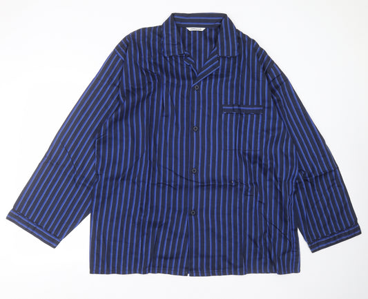 Littlewoods Mens Blue Striped Cotton  Pyjama Top Size XL  Button