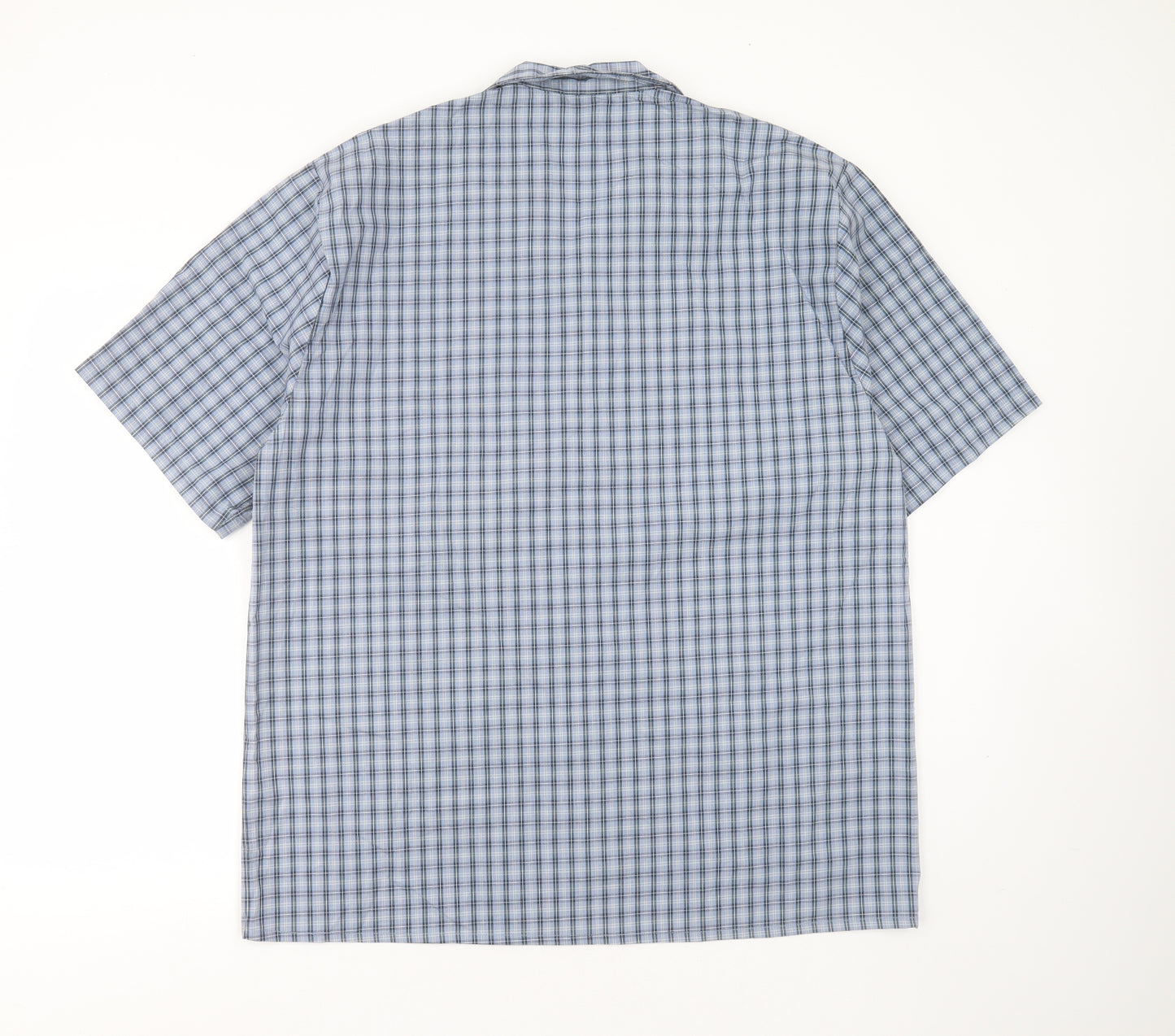 Marks and Spencer Mens Blue Check Cotton  Pyjama Top Size L  Button